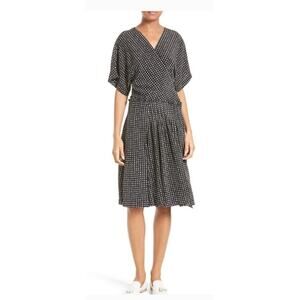 DVF DIANE VON FURSTENBURG sz 8 silk black white polka dot wrap dess EUC